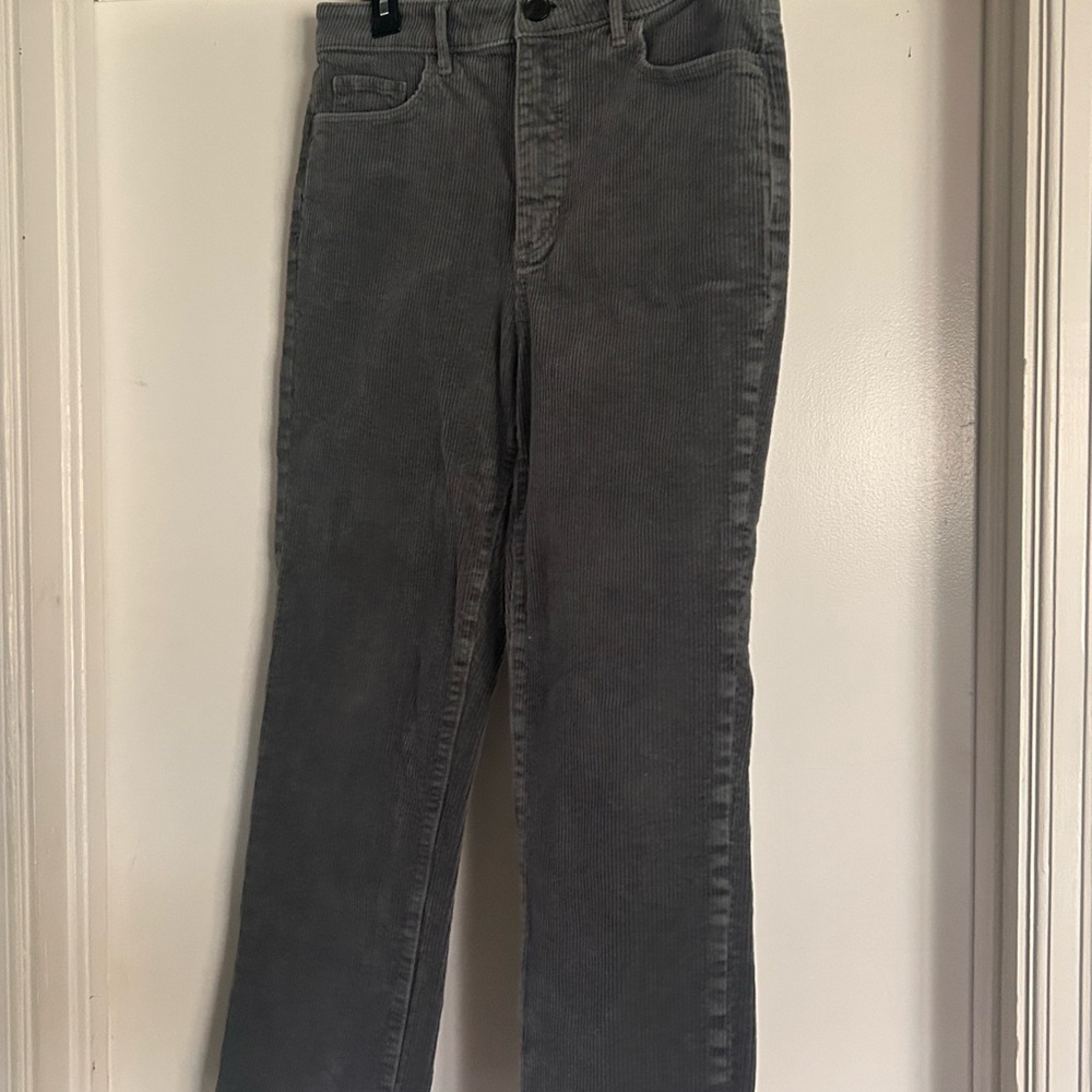 LOFT Straight-Leg Gray Corduroy Jeans